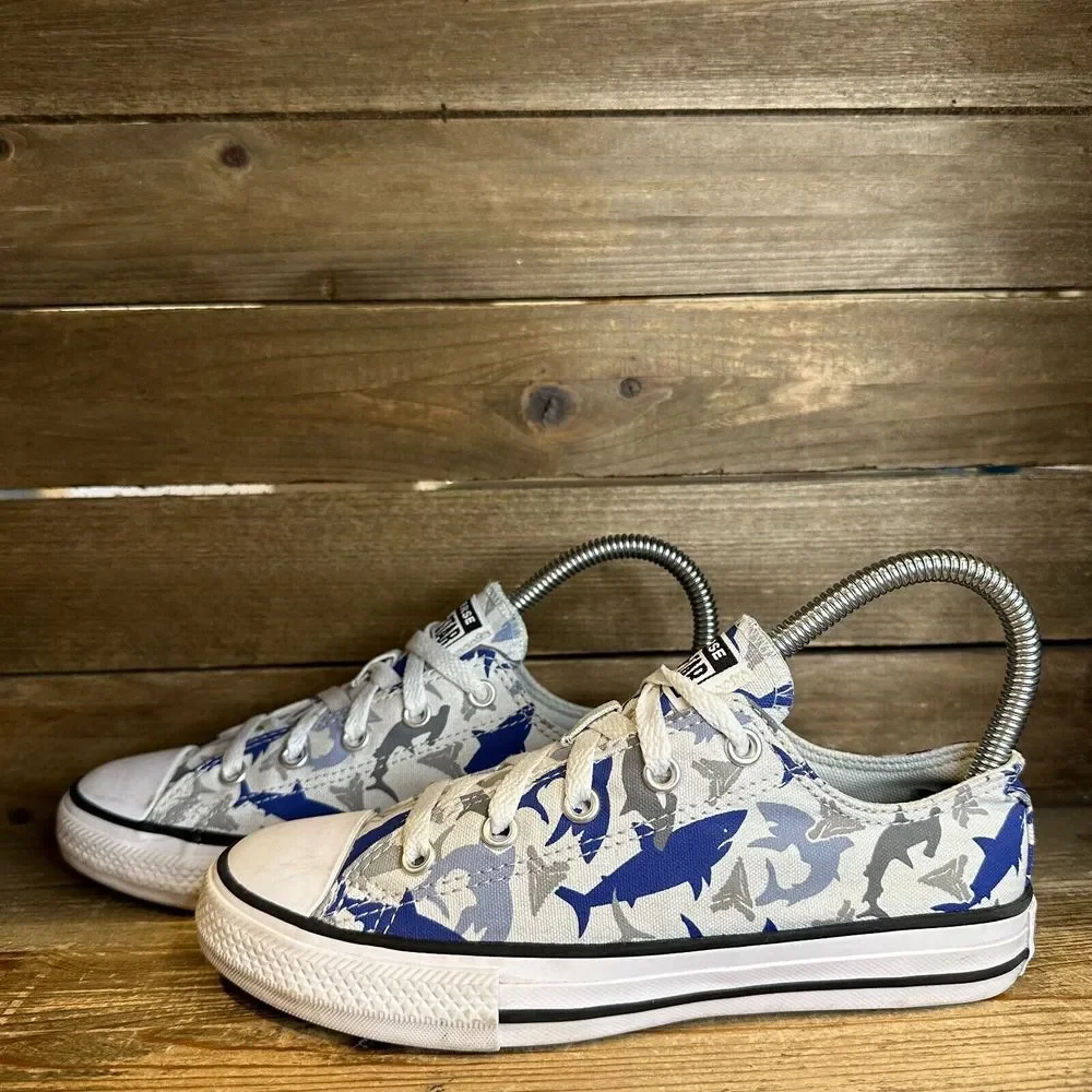 Kids Converse CTAS Blue Sharks Casual Low Skateboarding Sneakers Shoes‎ Size 2 Y